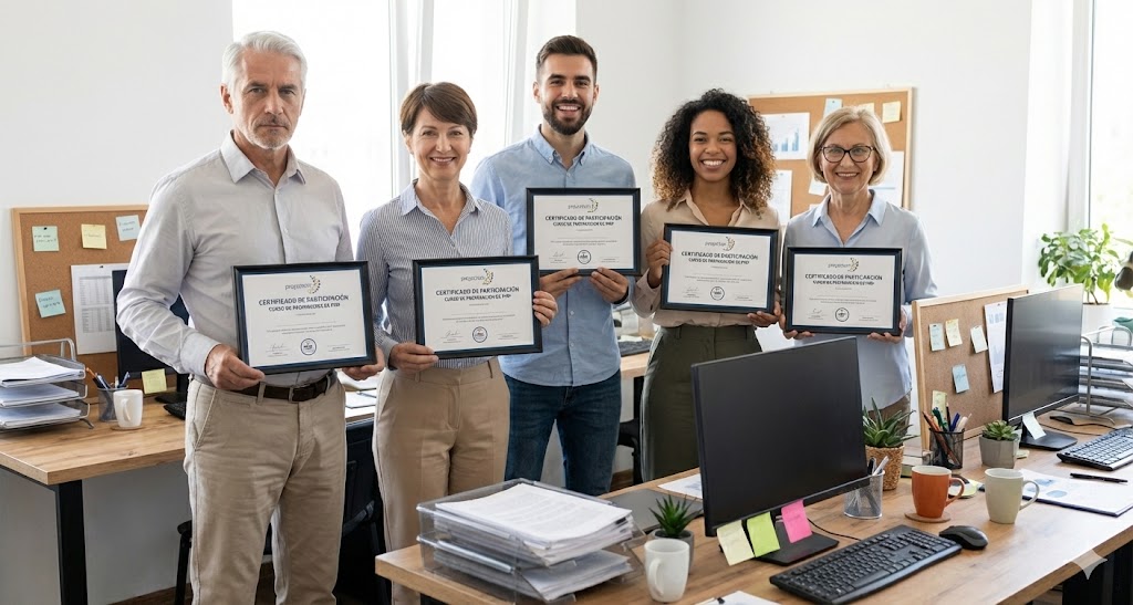 Equipo de profesionales colaborando en gestión de proyectos